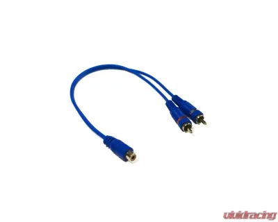 Stinger 6" RCA Y 2 Male 1 Female Blue Interconnects - SSIBY2M