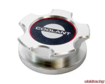 Drake Billet Radiator Cap Cover w/ Carbon Fiber Insert Ford Mustang 2010-2014 - AR3Z-8100-BL