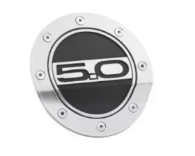 Drake Comp Series Silver Fuel Door w/ Matte Black Accents & 5.0 Logo Ford Mustang 2015+