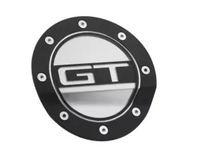 Drake Comp Series Matte Black Fuel Door w/ Silver Accents & GT Logo Ford Mustang 2015-2022