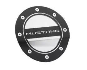 Drake Comp Series Matte Black Fuel Door w/ Silver Accents & Mustang Logo Ford Mustang 2015-2022