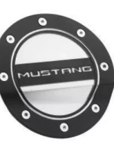 Drake Comp Series Matte Black Fuel Door w/ Silver Accents & Mustang Logo Ford Mustang 2015-2022                                     - FR3Z-6640526-MB - Image 2