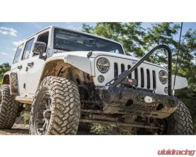 JKS Manufacturing Pyro Stubby Front Winch Bumper for Jeep Wrangler 2007-2018, 3/16" Steel - CWLJK10101