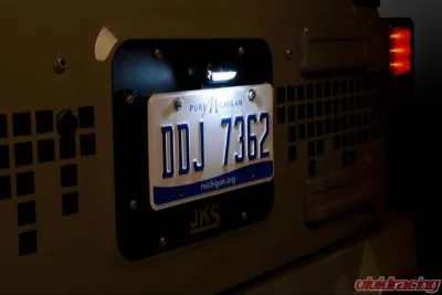 JKS Manufacturing License Plate Relocation Kit with Light for Jeep Wrangler 2007-2018, Black Steel - JKS8210