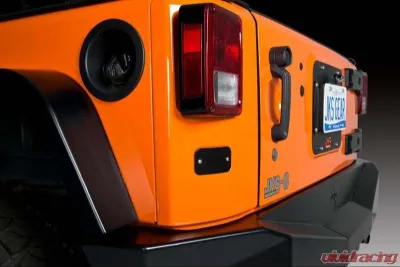 JKS Manufacturing License Plate Relocation Kit with Light for Jeep Wrangler 2007-2018, Black Steel - JKS8210