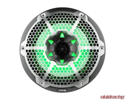 DS18 Hydro 10" 2-Way Audio Marine Speakers with Bullet Tweeter | Integrated RGB LED Lights Carbon Fiber - CF-10M