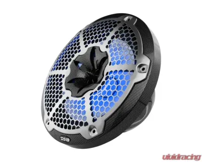 DS18 Hydro 10" 2-Way Audio Marine Speakers with Bullet Tweeter | Integrated RGB LED Lights Carbon Fiber - CF-10M