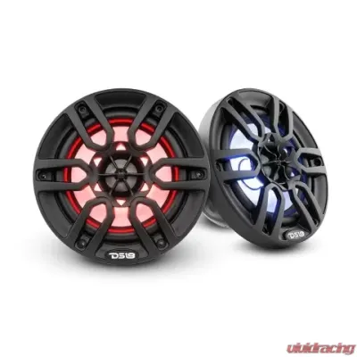 DS18 300 Watts Black Hydro 6.5" 2-Way Marine Speakers with Integrated RGB LED Lights - NXL-6/BK