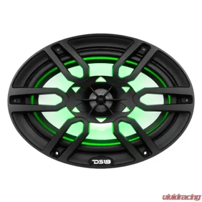 DS18 375 Watts Black Hydro 6X9" 2-Way Marine Speakers with Integrated RGB LED Lights - NXL-69/BK