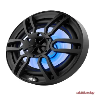 DS18 375 Watts Black Hydro 6X9" 2-Way Marine Speakers with Integrated RGB LED Lights - NXL-69/BK