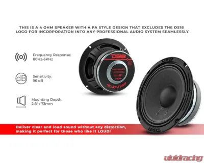 DS18 6.5" Mid-Bass Loudspeaker 150 Watts Rms 4-Ohm - 6PRO300MB-4