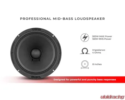DS18 8" Mid-Bass Loudspeaker 150 Watts Rms 4-Ohm - 8PRO300MB-4
