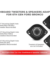 DS18 Dashboard Speaker Adapter for 1.7", 2.9", and 3.6" Tweeters or Midrange Speakers Ford Bronco 6th Gen                                     - BRO-DA - Image 6