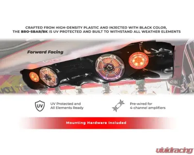DS18 4-Door Overhead Bar System fits 4 x 8" speakers + 2 x 6.5" Speakers and 2 x 3.78" Tweeters Ford Bronco - BRO-SBAR/BK