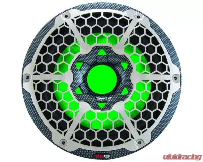 DS18 HYDRO Carbon Fiber 600 Watts SVC 4-Ohm 10" Marine Subwoofer with Integrated RGB Lights - CF-10SUB