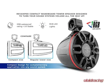 DS18 Black Carbon Fiber NXL 8" Marine and Powersports Compact PRO Towers - CF-X8PRO