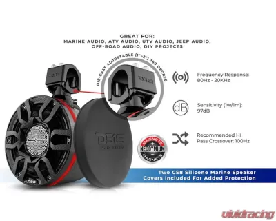 DS18 Black Carbon Fiber NXL 8" Marine and Powersports Compact PRO Towers - CF-X8PRO