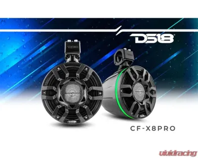 DS18 Black Carbon Fiber NXL 8" Marine and Powersports Compact PRO Towers - CF-X8PRO