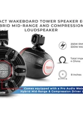 DS18 Black Carbon Fiber NXL 8" Marine and Powersports Compact PRO Towers                                     - CF-X8PRO - Image 10