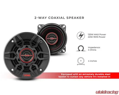 DS18 Gen-X 4" 2-Way Coaxial Speakers 40 Watts Rms 4-Ohm - G4XI