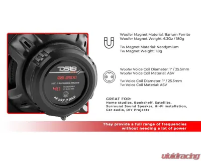 DS18 Gen-X 5.25" 2-Way Coaxial Speakers 45 Watts Rms 4-Ohm - G5.25XI