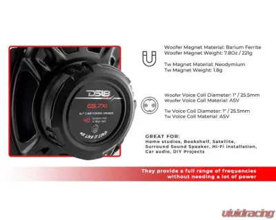 DS18 Gen-X 5x7" 3-Way Coaxial Speakers 50 Watts Rms 4-Ohm - G5.7XI