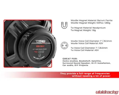 DS18 Gen-X 6.5" 3-Way Coaxial Speakers 50 Watts Rms 4-Ohm - G6.5XI