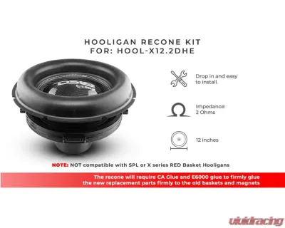 DS18 Hooligan Recone Kit for HOOL-X12.2DHE - HOOL-X12.2DHE/RCK