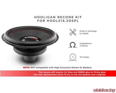 DS18 Hooligan Recone Kit for HOOLX15.4DSPL - HOOL-X15.4DSPL/RCK