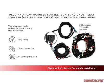 DS18 Plug and Play Harness for JK-SBAR Overhead Bar System, Amplifier and SQBASS Underseat Subwoofer Jeep JK - JK-HARNESS