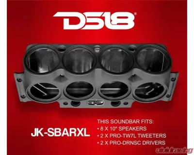 DS18 Black 8X10" Speakers 3Xtweeters 2X Drivers Sound Bar System Jeep Wrangler JK | JKU 2007-2018 - JK-SBAR10XL/BK