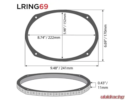 DS18 Vision 6x9 RGB LED Ring for Speaker and Subwoofers - LRING69