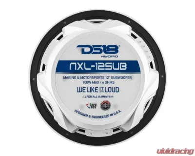 DS18 HYDRO White 700 Watts SVC 4-Ohm 12" Marine Subwoofer - NXL-12SUB/WH