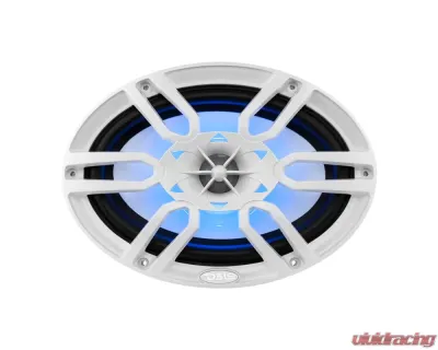 DS18 375 Watts White Hydro 6X9" 2-Way Marine Speakers with Integrated RGB LED Lights - NXL-69/WH