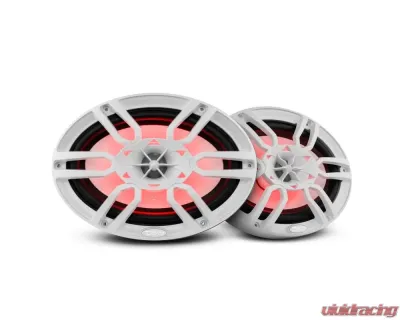 DS18 375 Watts White Hydro 6X9" 2-Way Marine Speakers with Integrated RGB LED Lights - NXL-69/WH