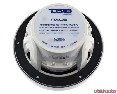 DS18 HYDRO White 300 Watts 6.5" 2-Way Marine Speakers with Integrated RGB LED Lights - NXL-6