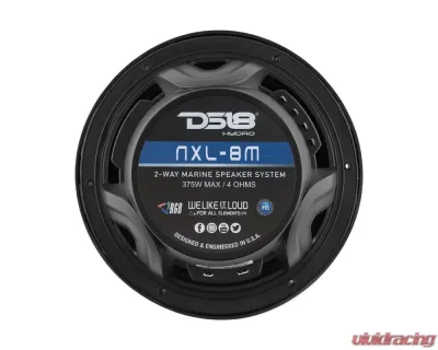 DS18 HYDRO Black 375 Watts 8" 2-Way Marine Speakers with Integrated RGB LED Lights - NXL-8M/BK