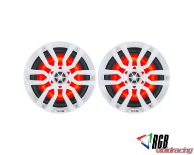 DS18 HYDRO White 375 Watts 8" 2-Way Marine Speakers with Integrated RGB LED Lights - NXL-8