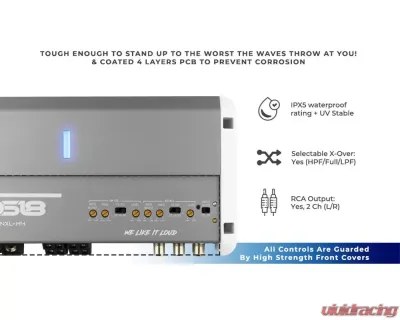 DS18 NXL 4-Channel Full-Range Class D IPX5 Marine and Powersports Amplifier 2 x 150 Watts Rms @ 4-Ohm - NXL-M4