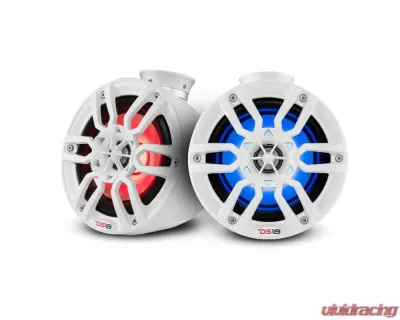 DS18 HYDRO White 6.5" 300 Watts Short Marine Towers with Flat and Pole Mount RGB LED Lights - NXL-PS6W
