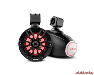 DS18 300 Watts Black Hydro 6.5" Marine Towers with Integrated RGB LED Lights - NXL-X6TP/BK