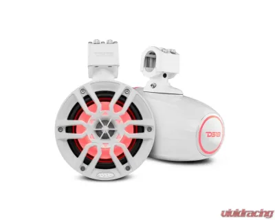 DS18 300 Watts White Hydro 6.5" Marine Towers with Integrated RGB LED Lights - NXL-X6TP/WH