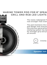 DS18 NXL 8" Marine and Powersports Empty Tower LED RGB Lights -White                                     - NXL-X8TP/WH.NS - Image 7