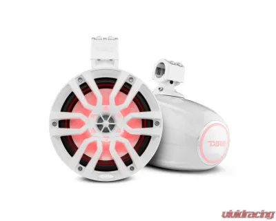 DS18 375 Watts White Hydro 8" Marine Towers with Integrated RGB LED Lights - NXL-X8TP/WH
