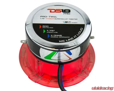 DS18 Pro 560 Watts 4-Ohm 1.75" VC Titanium Super Bullet Tweeter with RGB LED Lights - PRO-TW4L