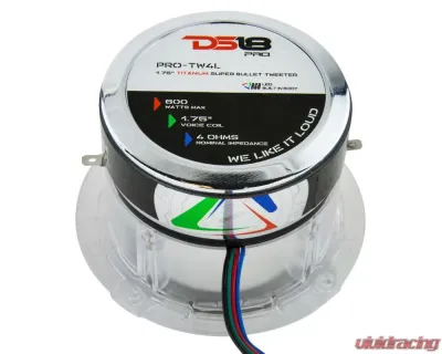 DS18 Pro 560 Watts 4-Ohm 1.75" VC Titanium Super Bullet Tweeter with RGB LED Lights - PRO-TW4L
