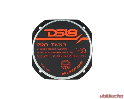DS18 480 Watts 1.5" Aluminum 4-Ohm Vc Pro 4" Super Bullet Tweeter - PRO-TWX3