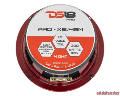 DS18 PRO-X 5.25" 300W Watts 4-Ohm Mid-Range Loudspeaker with Bullet - PRO-X5.4BM
