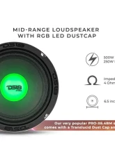 DS18 PRO-X 6.5" Mid-Range Loudspeaker with RGB Light Dust Cap 250 Watts Rms 4-Ohm                                     - PRO-X6.4RGBCAP - Image 8