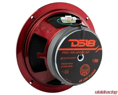 DS18 PRO-X 8" Mid-Range Loudspeaker with RGB Light Dust Cap 275 Watts Rms 4-Ohm - PRO-X8.4RGBCAP